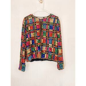 Crystal Creations Vintage Beaded Sequined Jacket Size Small